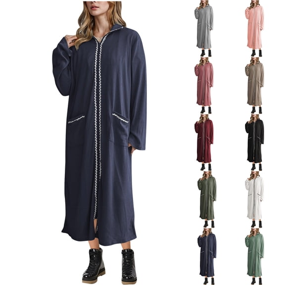 Bovxnpu Long Sleeve Dress for Women, Women Long Sleeve Dress Plus Size Casual Comfortable Open Front Dress Cardigans Spring Fall Outfits