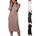 thumbnail image 1 of Bovxnpu Long Sleeve Dress for Women, Women Long Sleeve Dress Plus Size Loose Fitted High Neck Knit Dress Sweater Dresses Spring Fall Outfits, 1 of 7