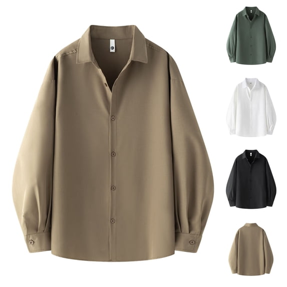 Bovxnpu Long Sleeve Shirts for Men Dress Shirt, Men's Long Sleeve Button Down Collar Draped Casual Shirt Tops