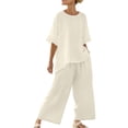 thumbnail image 1 of Bovxnpu Lounge Sets for Women Summer 2 Piece Outfits Set Crew Neck Short Sleeve With Cargo Pants For Spring Summer Set, 1 of 7
