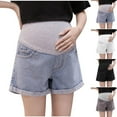 thumbnail image 1 of Bovxnpu Maternity Clothes For Women, Women's Maternity Denim Shorts Over The Belly Jean Shorts, Women's Pregnant Denim Shorts Woman Plus Size Breathable High Waist Support Pregnancy Pants XXXL, 1 of 7