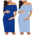 thumbnail image 1 of Bovxnpu Maternity Clothes For Women, Women's Maternity Midi Dress Off The Shoulder Bodycon Dresses, Pregnant Women's One Shoulder Maternity Dress With Ruffled Edges Knee Length Maternity Dress XL, 1 of 6