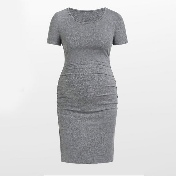 Bovxnpu Maternity Dress for Women, Women's Short Sleeve Maternity Dress Ruched Pregnancy Clothes