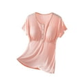 thumbnail image 1 of Bovxnpu Maternity Pajama Shirt Sleepwear Loungewear, Women Maternity Nursing Shirt Breastfeeding Pregnancy Short Sleeve Top Plus Size, 1 of 5