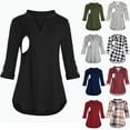thumbnail image 1 of Bovxnpu Maternity Summer Clothes,3/4 Sleeve Maternity Tops,Maternity Shirts,V-Neck Plaid Long Sleeve Breast-Feeding Pregnant Woman Nursing Buttons Blouse Tops, 1 of 5