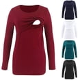 thumbnail image 1 of Bovxnpu Maternity Summer Clothes,Long Sleeve Maternity Tops,Maternity Shirts,Ladies Fashion Solid Color Print Short Sleeve Breastfeeding Clothe Top, 1 of 5