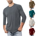 thumbnail image 1 of Bovxnpu Men Long Sleeve Shirts Mens Undershirts Pullover Tee, Men's 3/4 Sleeve Crew Neck Casual Pajama T-Shirt Athletic Casual Comfy Tops, 1 of 6