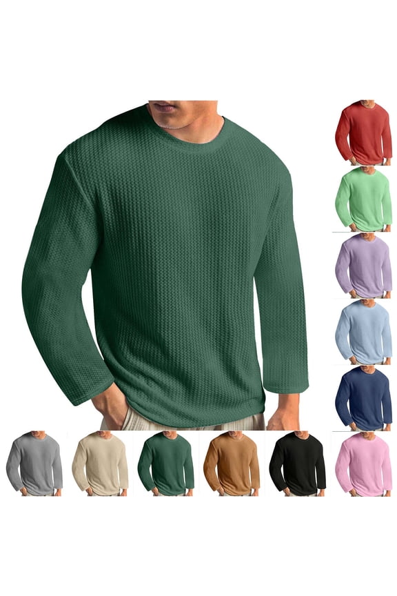 Men Long Sleeve Shirts Mens Undershirts Pullover Tee, Men's Summer Crew Neck Long Sleeve Knit T Shirt Casual Breathable Casual Tops
