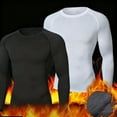 thumbnail image 1 of Bovxnpu Men Thermal Long Sleeve Shirts, Men's Long Sleeve Crew Neck Fleece Lined Tight Elastic Fitness Athletic Pullover Tops, 1 of 6