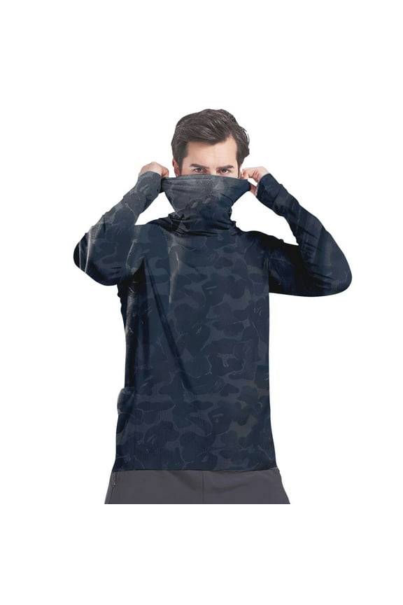Men's Active Jacket Hoodie, Men's Hooded Long Sleeve Lightweight Breathable Sun Protection Jacket With Face Cover Tops