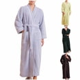 thumbnail image 1 of Bovxnpu Men's Bathrobes Long Sleeve Robe Knee Length Tied Waist Collar Sleepwear, 1 of 4