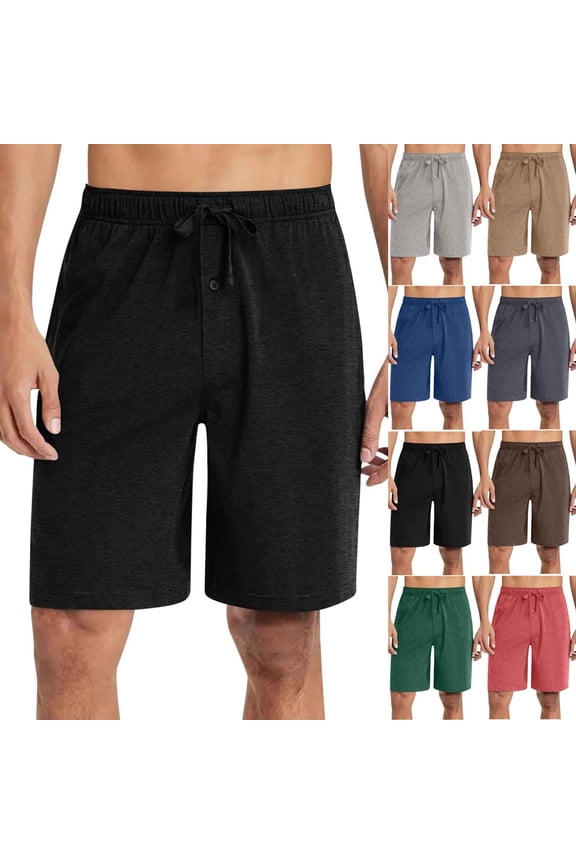 Men's Pajama Bottoms Beach Shorts Lounge Sleep Shorts, Men's Elastic Waist Button Casual Beach Shorts Summer Shorts