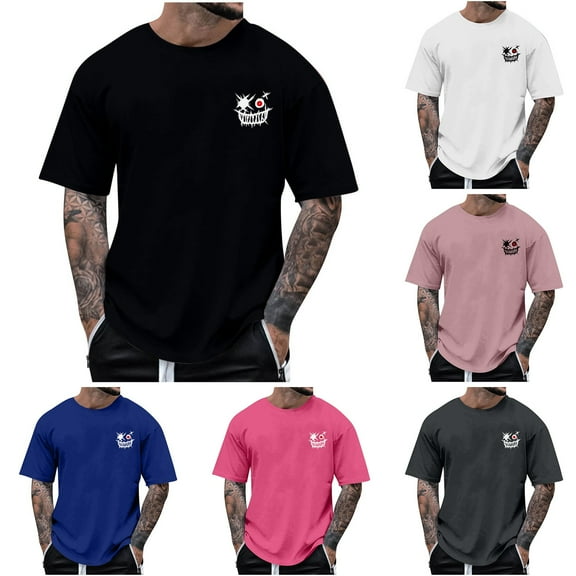 Bovxnpu Men's Short Sleeve T-Shirts Mens Undershirt, Men's Crewneck Print T-Shirt Fashion Casual Daily Wear Trendy Lightweight Summer Outfits Pullover Tees Undershirts for Men