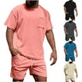 thumbnail image 1 of Bovxnpu Men's Short Sleeve Tracksuit Summer T Shirt & Shorts Set Short Sleeve Crew Neck Athletic Casual Top & Bottom Set, 1 of 6