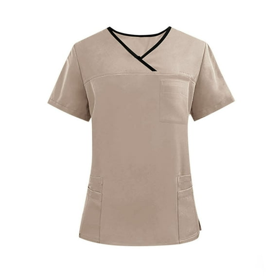 Bovxnpu Men's Short Sleeved Nurse Uniform Blouses Mens Classic Casual Short Sleeve V Neck Men Tops Shirts Summer Casual Blouses Work Shirts