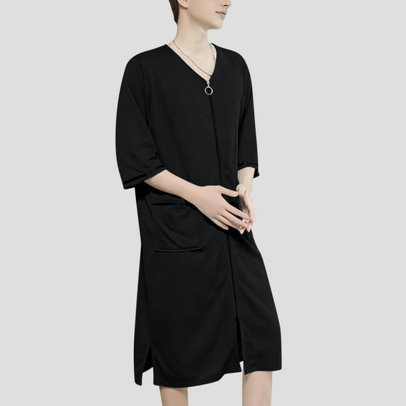 Bovxnpu Men's Summer Lightweight Bathrobes Lightweight Robe Breathable Quickly-Dry For All Seasons Plus Size Sleepwear