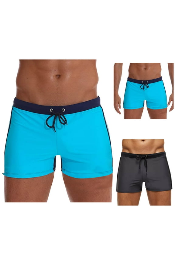 Men's Swim Trunks Men's Solid Paneled Drawstring Lightweight Boxers Swim Trunks Swimwear (Men's or Men's Big & Tall)