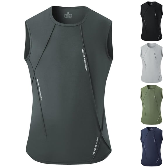 Bovxnpu Men's Tank Top Workout Gym Athletic Tee Men's Sleeveless Crew ...
