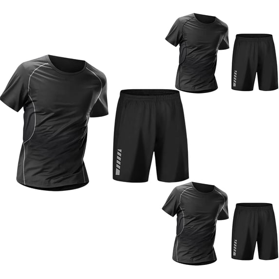 Bovxnpu Men's Workout Set Gym Shorts Shirt Athletic Set Gym Clothing Quickly Dry Men Suits High Stretch Basketball Running Training Set