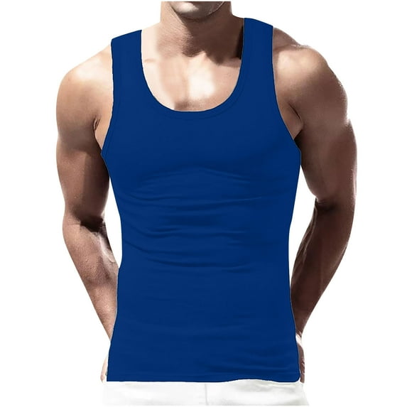 Bovxnpu Men's Workout Tank Top,Men Sleeveless Shirt Lightweight Tank Tee,Men's Summer Knitted Vertical Stripe Fitness Sports Round Neck Tank Top
