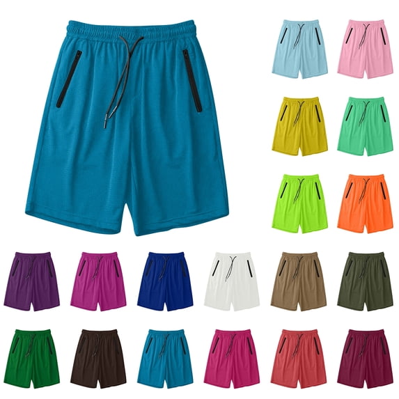 Bovxnpu Mens Casual Shorts Summer Beach Shorts Sports Shorts, Men's pocket summer ice silk drying running shorts