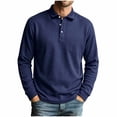thumbnail image 1 of Bovxnpu Mens Long Sleeve Shirts Button Tee Dress Golf Shirt Collared Button Shirt Business Casual Pullover Shirts Top, 1 of 7