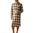 thumbnail image 1 of Bovxnpu Mens Pajama Shirts Plaid Long Sleeve Full Length Pajama Top Loungewear, 1 of 8
