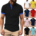 thumbnail image 1 of Bovxnpu Mens Short Sleeve T Shirts Men's Button Up Button Casual Fashion Daily Tops, 1 of 9