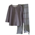thumbnail image 1 of Bovxnpu Mens Thermal Pajama Set Long Sleeve Shirt and Pants Set Velour Thick Couple Long Sleeve Button Top & Pants Plus Size Sleepwear, 1 of 8