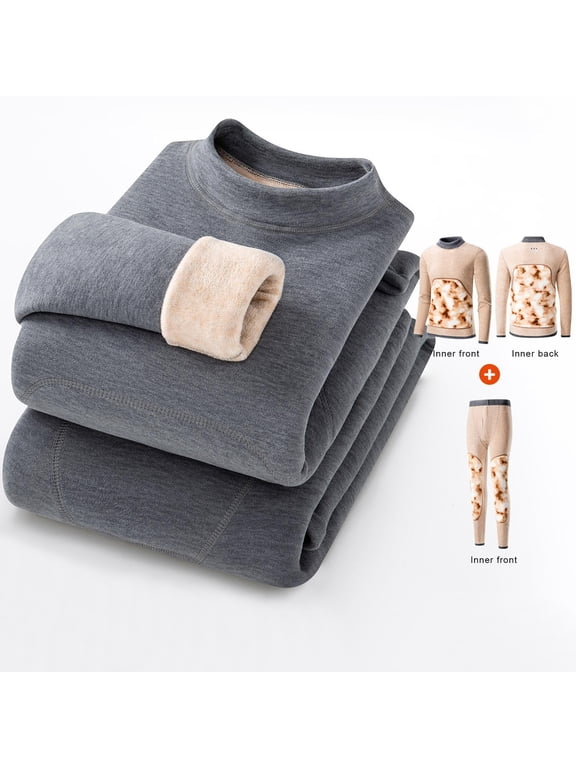Mens Thermal Underwear Bottoms Silk Fleece Lined Thermal Base Layer Long Pants Sleepwear