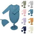thumbnail image 1 of Bovxnpu Newborn Baby Boy Jumpsuit Pajamas Hat Set Rompers Lightweight Long Sleeve Solid Color Baby Fall Footie Bodysuit Summer Outfits, 1 of 4