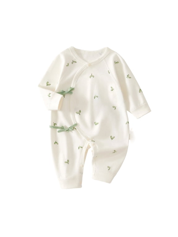 Newborn Bodysuits Baby Wrap Romper Long Sleeve Snap Closure Cotton Bodysuit Infant Outfits