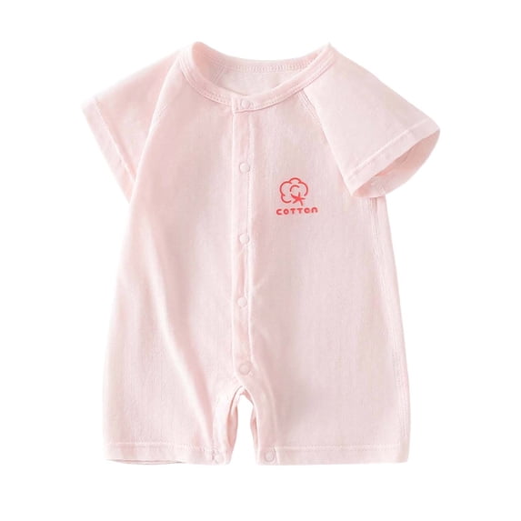 Bovxnpu Newborn Bodysuits Cotton Short Sleeve Crewneck Button Romper Infant Outfits