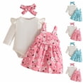 thumbnail image 1 of Bovxnpu Newborn Infant Outfits Girl Graphic Floral Long Sleeve Crew Neck 3 Piece Set Sleepwear, 1 of 9