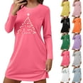thumbnail image 1 of Bovxnpu Nightgowns For Women, Christmas Day Womens' Cotton Nightgown Long Sleeve Sleepwear Nightshirt Lounge Dress Spring Fall Outfits, 1 of 7