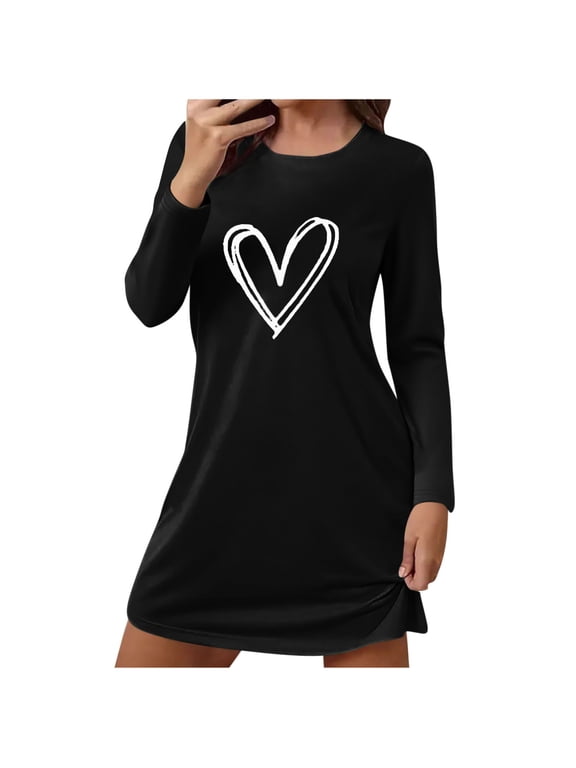 Nightgowns For Women, Womens' Cotton Nightgown Long Sleeve Sleepwear Nightshirt Lounge Dress Spring Fall Outfits