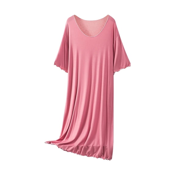Bovxnpu Nightgowns for Women Short Sleeve Sleepshirt Loungewear Crew Neck Short Sleeve Loose Nightgown Home Sleepwear