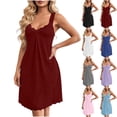 thumbnail image 1 of Bovxnpu Nightgowns for Women Sleepshirts Nightdress Women's Sleeveless V Neck Robe Summer Lace Short Nightgown Loungewear Sleepwear, 1 of 8