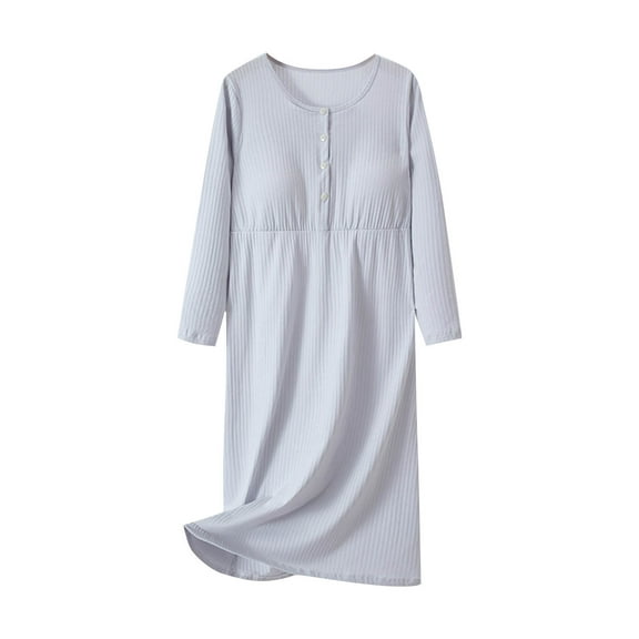 Bovxnpu Nightgowns for Women, Women's Nightgown Cotton Sleep Shirts Long Sleeve Nightshirt Pullover Nightdress Soft Sleepwear