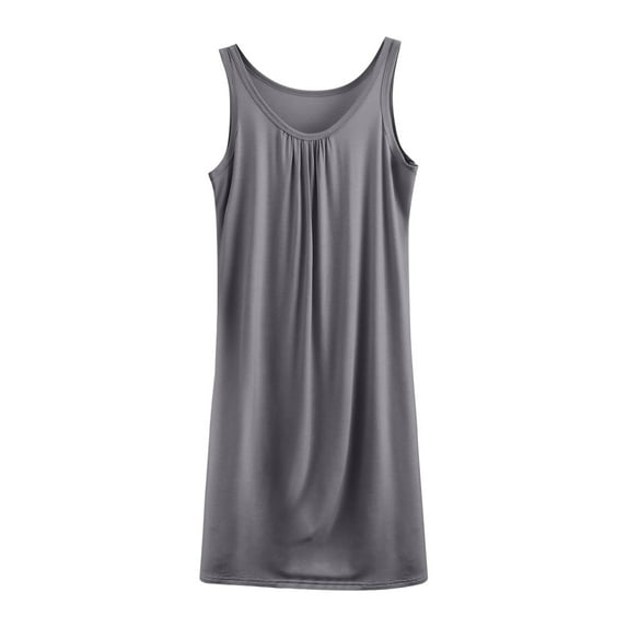 Bovxnpu Nightgowns for Women, Women's Nightgown Sleeveless Sleepwear Wide Strap Sleep Shirt Pleated Scoopneck Nightshirt with Pocket