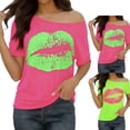 thumbnail image 1 of Bovxnpu Off The Shoulder Tops Oversized T-Shirts Fashionable Lightweight Breathable Basic Summer Tops (Women's or Women's Plus), 1 of 9