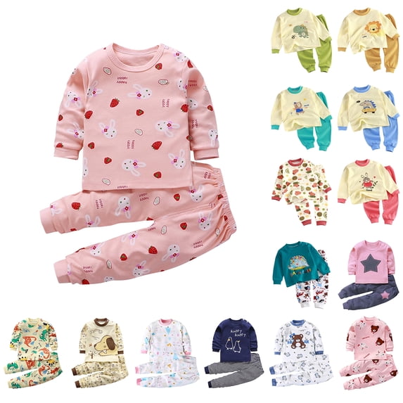 Bovxnpu Outfits Set Long Sleeve Pants Set Graphic Cotton Long Sleeve Crew Neck 2 Piece Outfits Set (Girl's or Boy's)