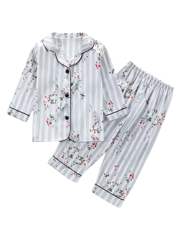 Outfits Set Polka Long Sleeve Satin Like Top Pants 2 Piece Winter Outfits (Girl's or Boy's)