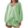 thumbnail image 1 of Bovxnpu Pajamas for Women Set Loungewear Set, Women 2 Piece Lounge Set Long Sleeve Tops and Shorts Soft Sleepwear Nightwear, 1 of 3