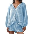 thumbnail image 1 of Bovxnpu Pajamas for Women Set Loungewear Set, Women 2 Piece Lounge Set Long Sleeve Tops and Shorts Soft Sleepwear Nightwear, 1 of 3