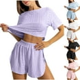thumbnail image 1 of Bovxnpu Pajamas for Women Set Loungewear Set, Women 2 Piece Lounge Set Short Sleeve Tops and Shorts Soft Sleepwear, 1 of 6