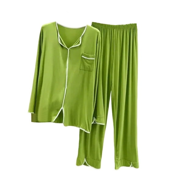 Bovxnpu Pajamas for Women Set Loungewear Set, Women' s 2 Piece Pajamas Set Button Down Shirt Pants Cotton Loose Sleepwear Loungewear