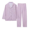 thumbnail image 1 of Bovxnpu Pajamas for Women Set Loungewear Set, Women's Cotton Long-Sleeve Button Down Shirt and Full-Length Bottom Pajama Set, 1 of 3