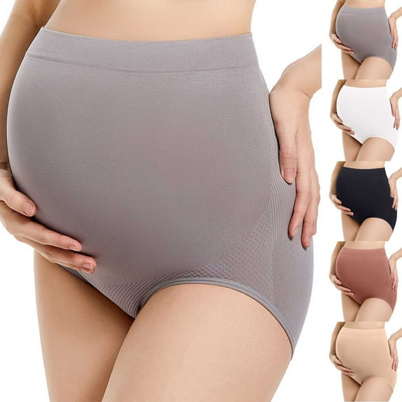 Bovxnpu Plus Size Maternity Panties for Pregnancy, Women's Maternity High Waist Underwear Pregnancy Seamless Soft Panties Over Bump Fall Winter