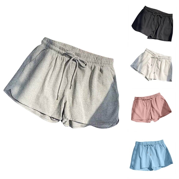 Bovxnpu Plus Size Shorts for Women Lounge Shorts Womens Dressy Casual Shorts Beach Vacation Clothes Women's High Waisted Drawstring Sports Loose Casual Wide Leg Shorts
